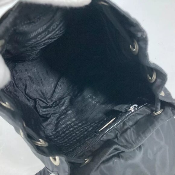 PRADA triangle logo triangle logo plate backpack bag Nylon Black main image 12